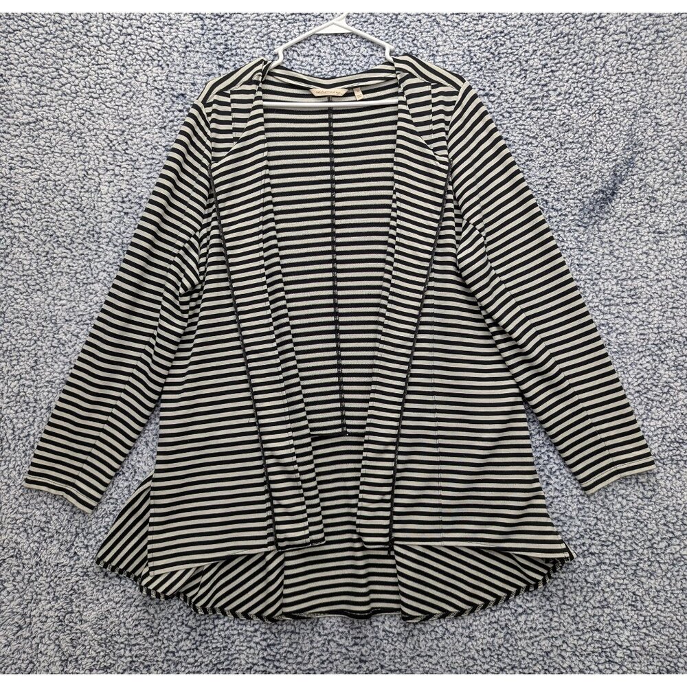 Soft Surroundings Calista Zip Up Cardigan Jacket Size 1X Zip Up Stripe Knit Gray